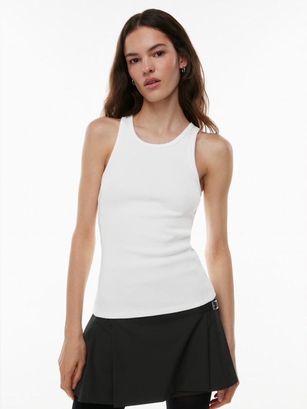 Aritzia Sunday Best NWT Honor Hip Tank White XS Ribbed High Neck Basic Blogger